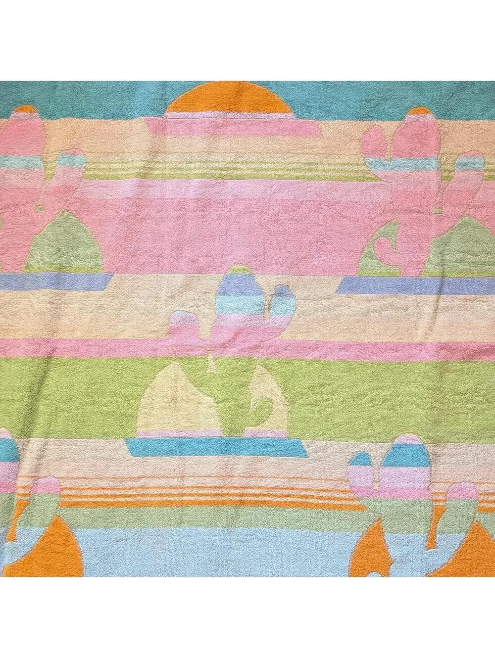 Vintage Beach Towel with Pastel Southwestern Design